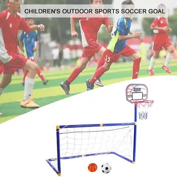 

Children's Outdoor Sports Football Goal Basketball Mini Two-in-one Rack Set Practice Basketball Training Football Toy Acces U9R8