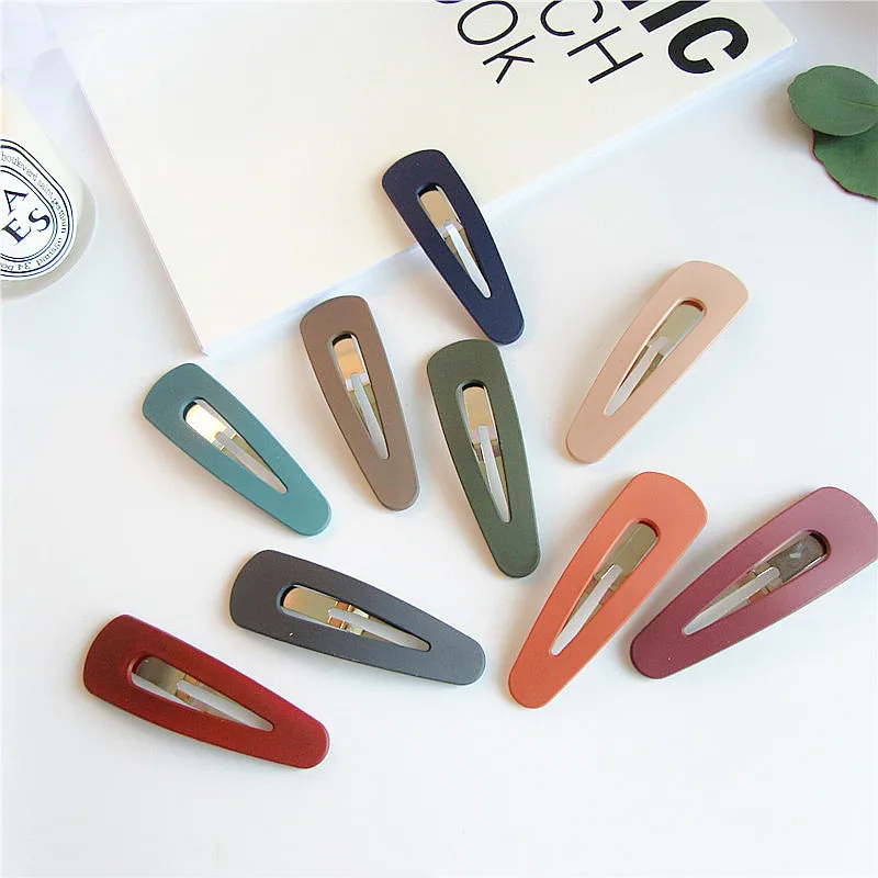 

Solid Color Retro Dull Polish Geometry Water Droplet Triangular Bang Clip Barrettes Versatile Elegant South Korea Alloy BB Clip