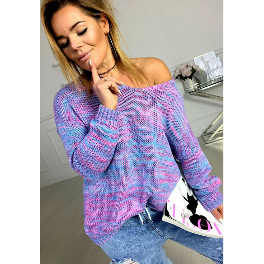 

Loozykit Women's Autumn and Winter Knit Sweater Solid Color V-neck Long Sleeve Sweater Women's Sweater Sweater Knit Top new