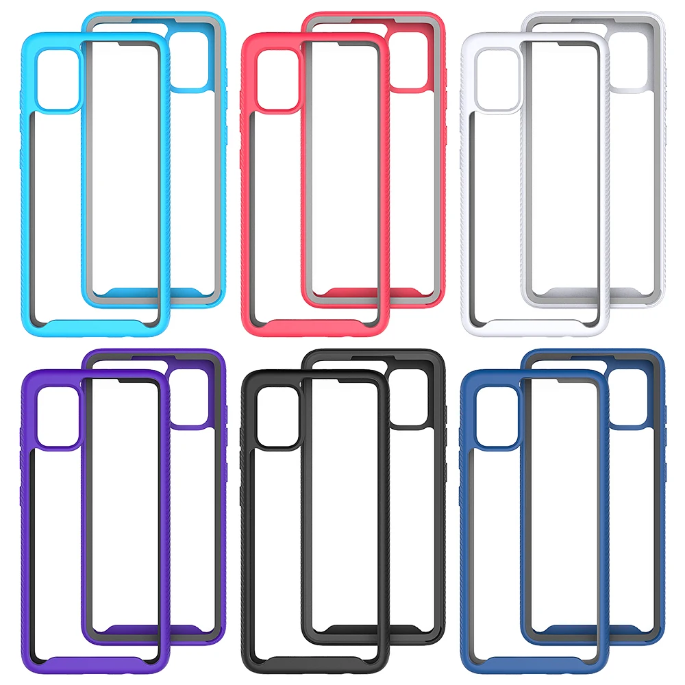 Clear 360 Phone Case For Samsung Galaxy M51 M31 A50 A50S A20S A10S A30S A20 A30 A10 A70 A20E 2 in 1 Frame Armor Shockproof Cover