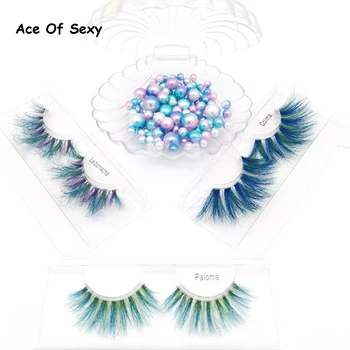 

Blue 3D Fake Colored Eyelashes Natural Dramtic Red Yellow Purple White Cosplay Eye Lash Extension Different Color Mink Eyelash