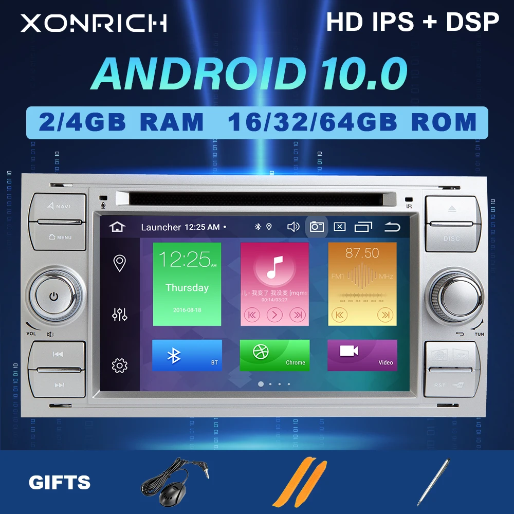 Автомобильная Мультимедийная Система DSP 2din Android 10 для Ford Focus 2 Fiesta Mondeo 4 C-Max S-Max Fusion