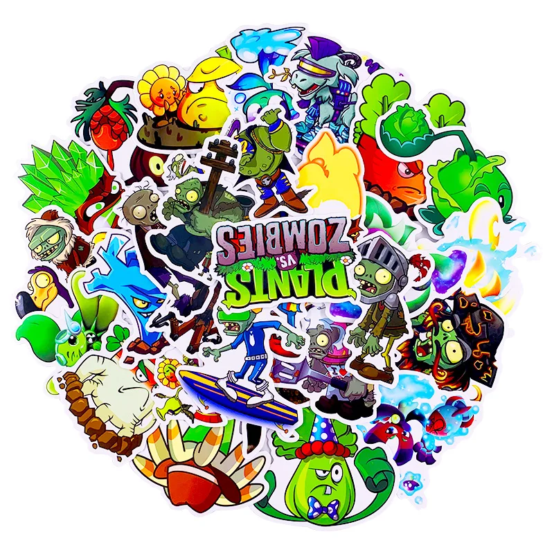 

50Pcs/Set Plants Vs Zombies Graffiti Stickers for Laptop Suitcase Luggage Bike Car Skateboard Vinyl Decals DIY Sticker