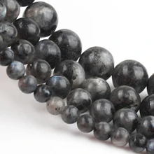 Бусины из натурального черного ларвицитового Лабрадорита, круглые бусины для самостоятельного изготовления ювелирных изделий, браслет, аксессуары 4, 6, 8, 10, 12 мм