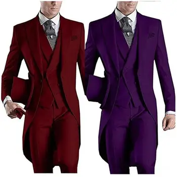 

Men 3 PCS (Jacket Vest Pant ) Men’s Suit Slim Fit Formal Suits For Men Peaked Lapel Tuxedo Groomsman Wedding Occasion Party N10