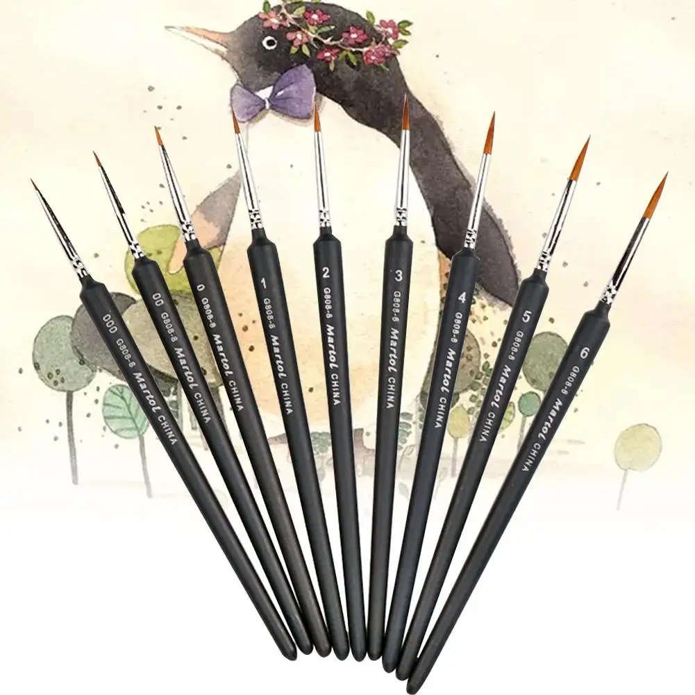 

Line Drawing Pen 9-Pack Fine Detail Paint Brushes Miniature Brush for Fine Detailing Art Painting Acrylics Oil Models Watercolor