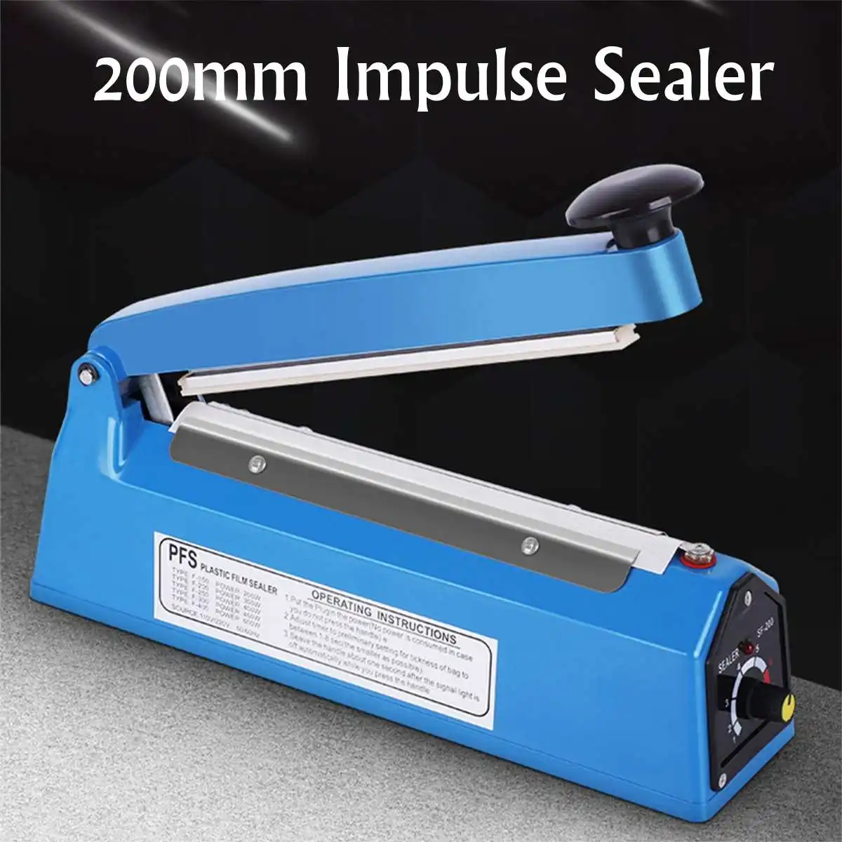 200mm Impulse Sealer Heat Sealing Machine Kitchen Food Sealer Vacuum Bag Sealer Plastic Bag Packing Tools 220V 50HZ