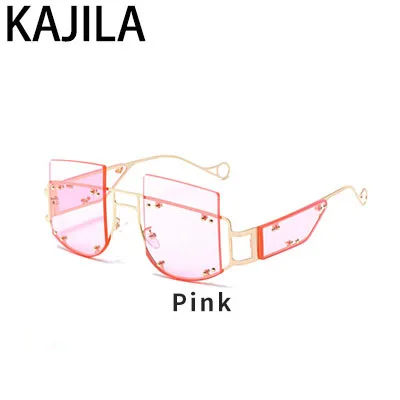 Новое поступление, квадратные солнцезащитные очки в стиле стимпанк Rihann для женщин и мужчин, градиентная оправа из сплава, солнцезащитные очки для женщин, gafas de sol mujer17241 - Цвет линз: Pink qw