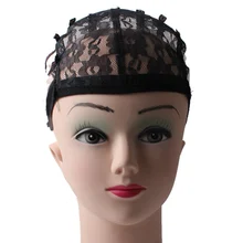 Кружевная черная шапочка для волос для изготовления париков, регулируемые ремешки для волос, эластичная плетеная сетка, женские эластичные сетки для волос, полный размер