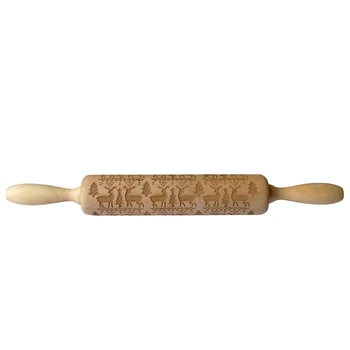 

Embossing Rolling Pin Baking Cookies Cake Dough Roller Holiday Kitchen