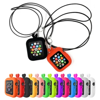

New Fashion 1PC Silicone Case Cover Strap Necklace rope for Apple Watch Series 1/2/3/4 Outdoor Sports Protector Accessories