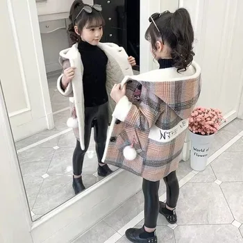 

Autumn and Winter Clothing Girls Woolen Coat Fashion Children's Leisure Plus Cotton Thick Woolen Coat Children Clothing 2020 New