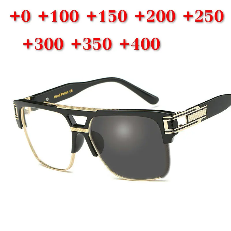 

2019 Men Square Large Frame Progressive Multifocal Lens Retro Sun Photochromic Reading Glasses Outdoor Sunglasses Uv400 NX