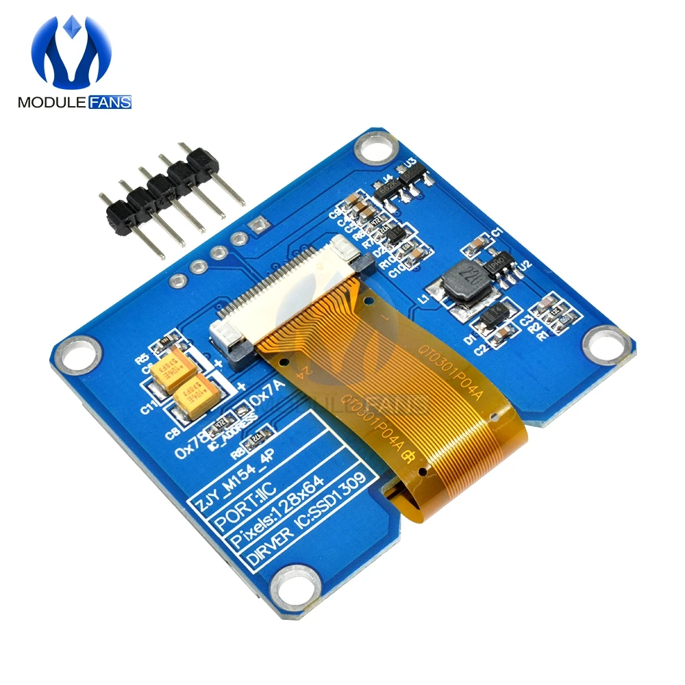 1,54 дюймов желтый белый синий ips 5Pin 128x64 oled-дисплей экран модуль SPI интерфейс Драйвер IC плата адаптера для Arduino