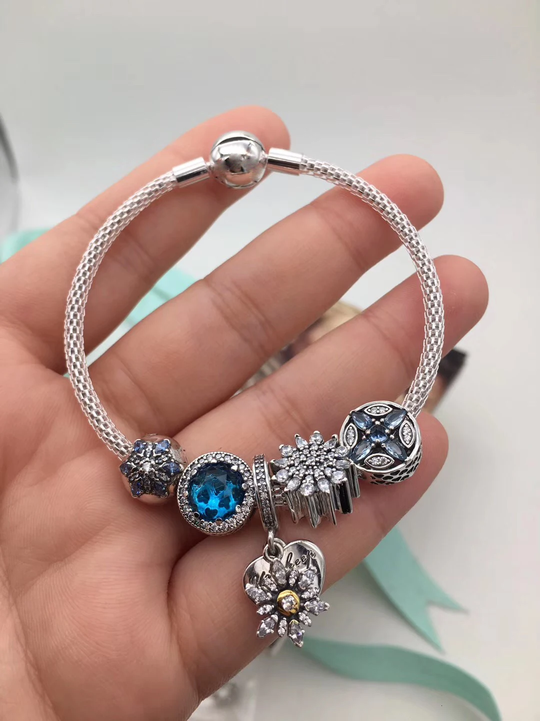 

High Quality Store 1:1 100% 925 Sterling Silver Blue Eye of Cat Bracelet Free Charge Accounts