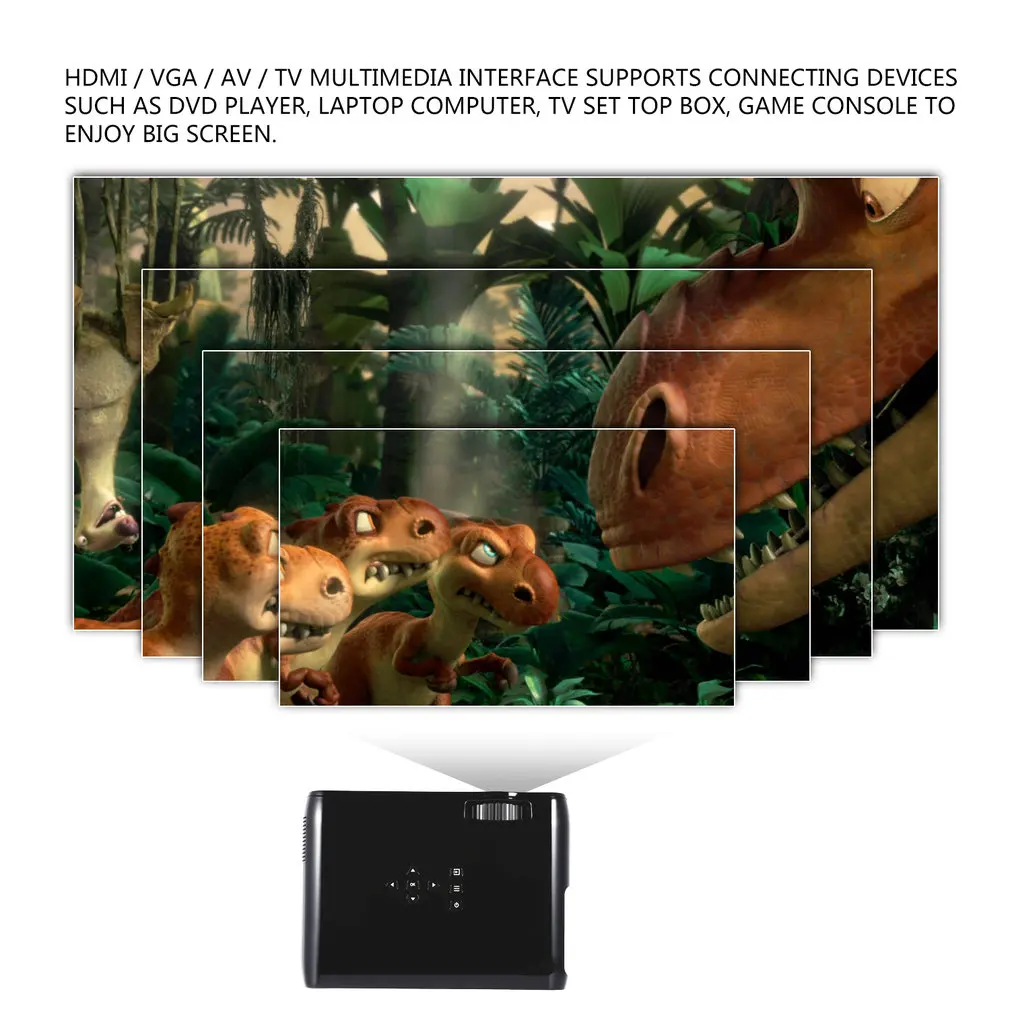 White & Black LED Projector Wifi 1200 Lumens 800*480 Resolution Home Cinema BL-80 Support PC Laptop