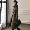 Nerazzurri Autumn long oversized leather trench coat for women 2022 long sleeve sashes Loose faux leather coats women fashion ► Photo 2/6