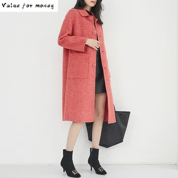

100% Long Wool Coat Casual Korean Spring Autumn Jacket Women Clothes 2020 Elegant Female Woolen Coats Outerwear JLF-2521 ZT2479