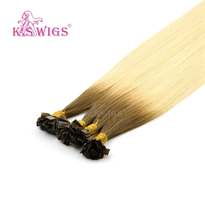 K.S Wigs 24'? Remy Pre Bonded Flat Tip Human Hair Extensions Straight Double Drawn Capsules Keratin Fusion Hair 1g/s