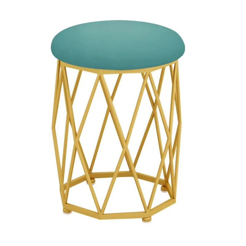 Nordic ins light luxury makeup fashion metal net red nail soft fabric cute bedroom stools |