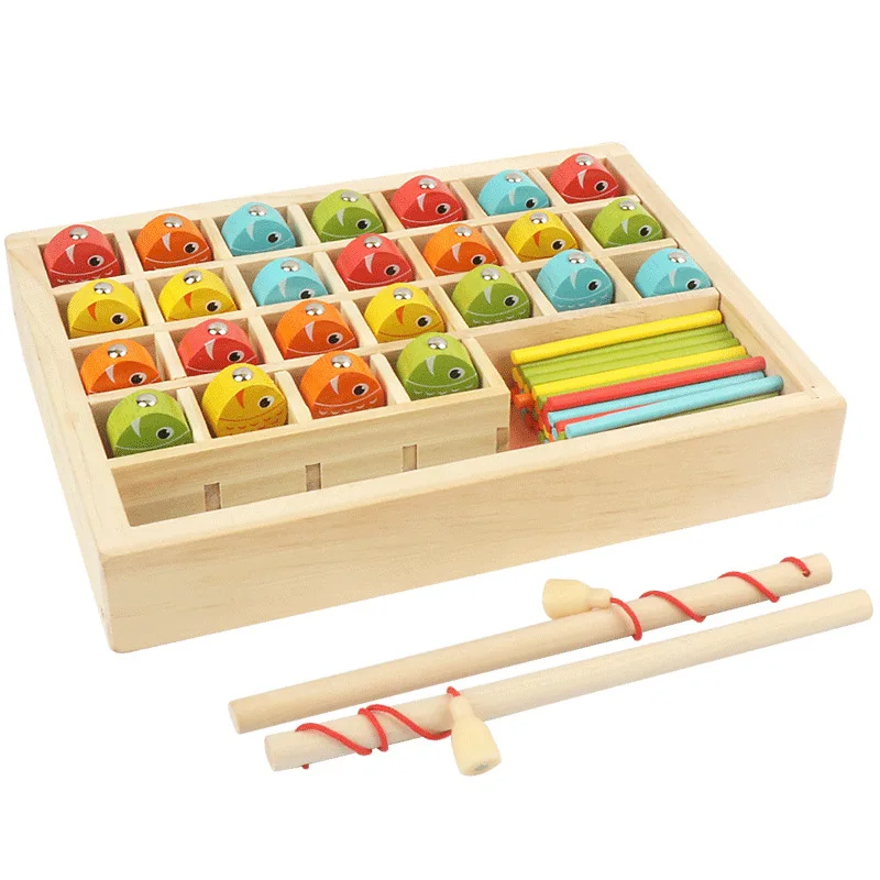 Wooden Toy Montessori Educational Board Math Fishing Count Numbers Matching Digital Color Match Early Education kids Toy Gift