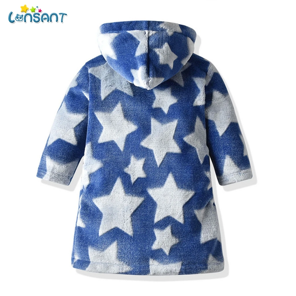 LONSANT/осенне-зимняя детская одежда для сна; халат; коллекция года; фланелевый теплый банный халат для девочек-подростков; детские пижамы для мальчиков; N30