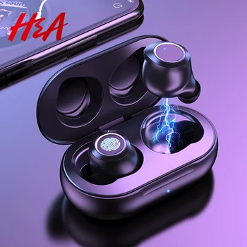 

Wireless Bluetooth Earphones 5.0 with Mic Fingerprint Touch Wireless Headphones HD Stereo Noise Cancelling Music Earbuds Headset