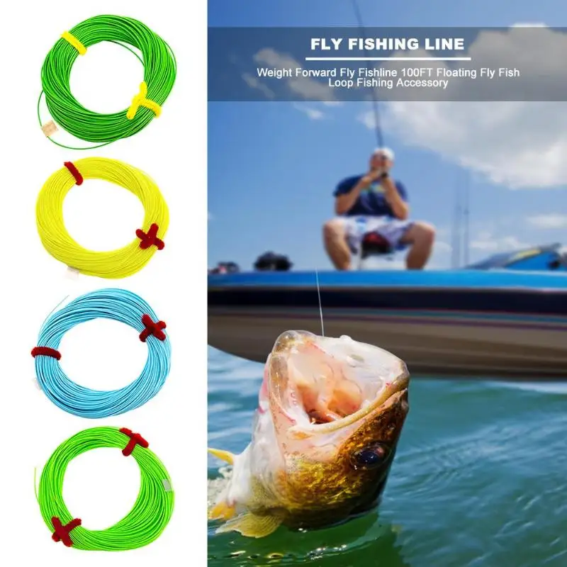 Вес вперед Катушка Fly Fishline ПВХ 100FT проволока плавающая Летающая Рыбная петля рыболовные снасти аксессуары случайный цвет лески