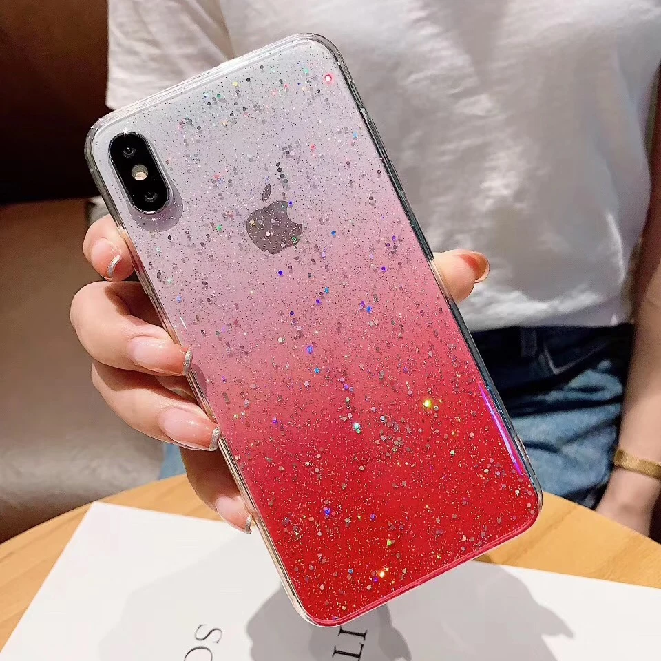 Мягкий силиконовый чехол с цветными блестками для iPhone 11 Pro Max X XS MAX XR 6 6S 7 8 Plus |