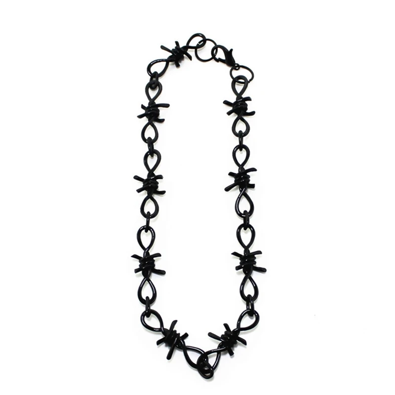New Handmade Men Women Unisex Chain Thorns Spur Necklace Heavy Duty Padlock Choker Metal Collar