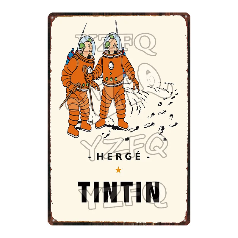 DU-5346 Tintin мультфильм жестяная вывеска металлическая тарелка потертый шик железная живопись детская комната настенный бар домашнее искусство Ремесло Декор 30X20 см DU-5349A - Цвет: DU-5346