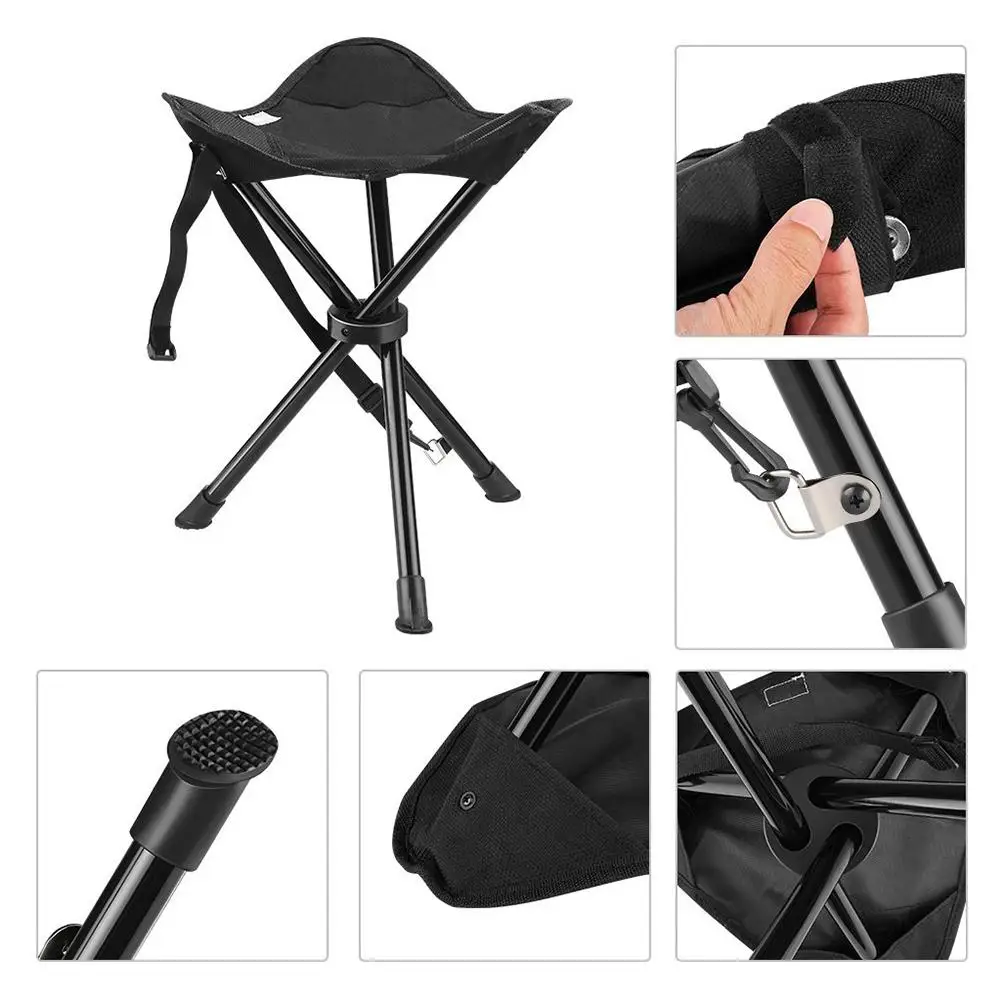 MeterMall Mini Ultralight Portable Camping Backpacking Triangular Stool Folding Chair for Outdoor Activities, Color Random