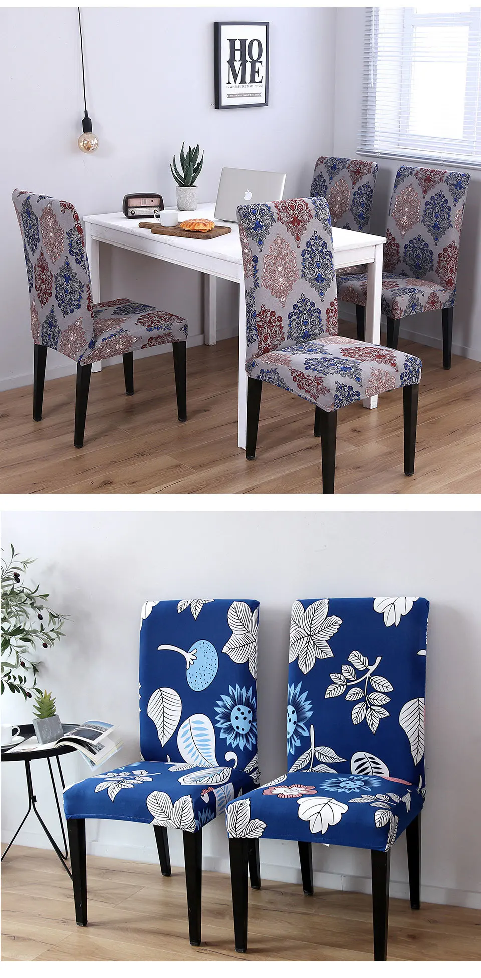 Чехлы для стульев с цветочным рисунком, эластичные Чехлы для обеденных стульев, Современные чехлы для стульев из спандекса CH37008