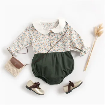 

Newborn Clothes Summer baby girl clothes Fashion Cotton Cute Floral Fake long-sleeve two pieces Babygrow Jumpsuit Children's