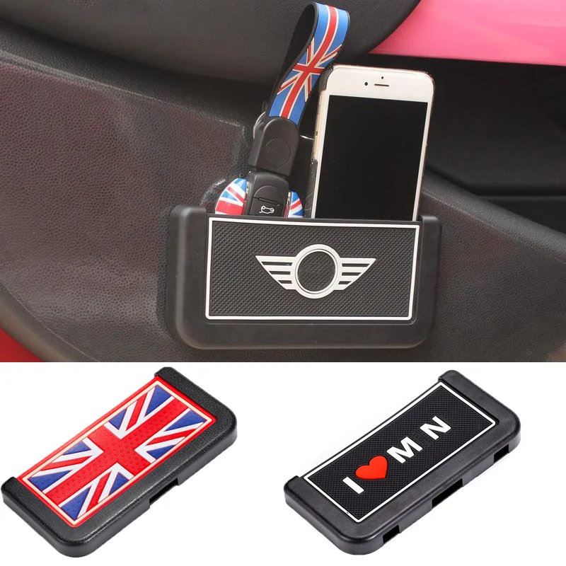 Universal Car Door Storage Box Key Mobile Phone Card Note Holder Decoration For MINI Cooper One R55 R56 R60 F55 F56 Accessories