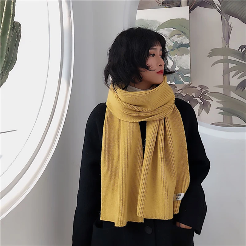 [EAM] женский разноцветный черный однотонный теплый шарф длинный индивидуальный модный осенний зимний 1K135