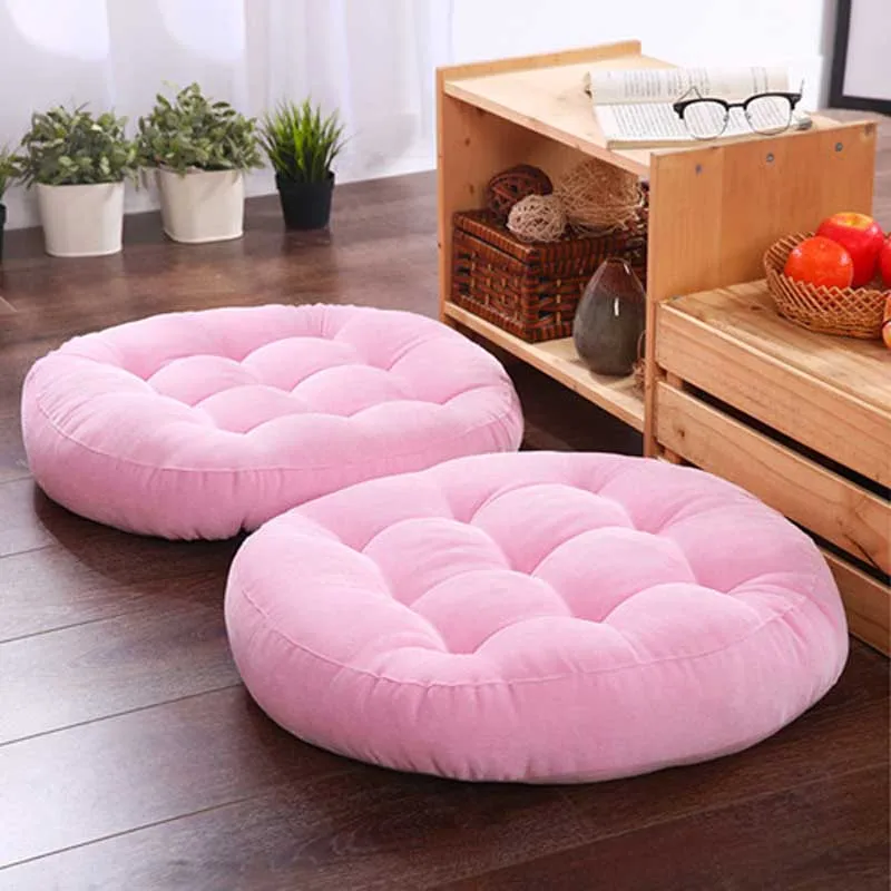 pink 1 шт. японский стиль Подушка Cattail Hassock подушка для сиденья копчик ортопедическая Прокладка Подушка для спинки стула круглый утолщенный Коврик для пола Pouf Futon - Цвет: pink