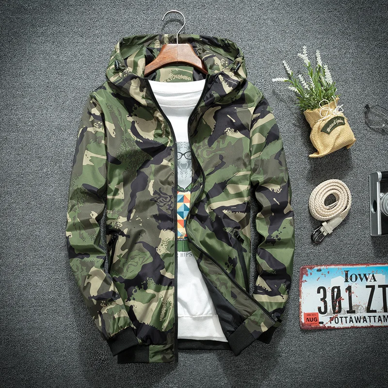 

2019 Spring And Autumn New Style Camouflage Jacket Men's Korean-style Fashion Casual Men's Camouflage Jacket Hooded Coat Men'S W