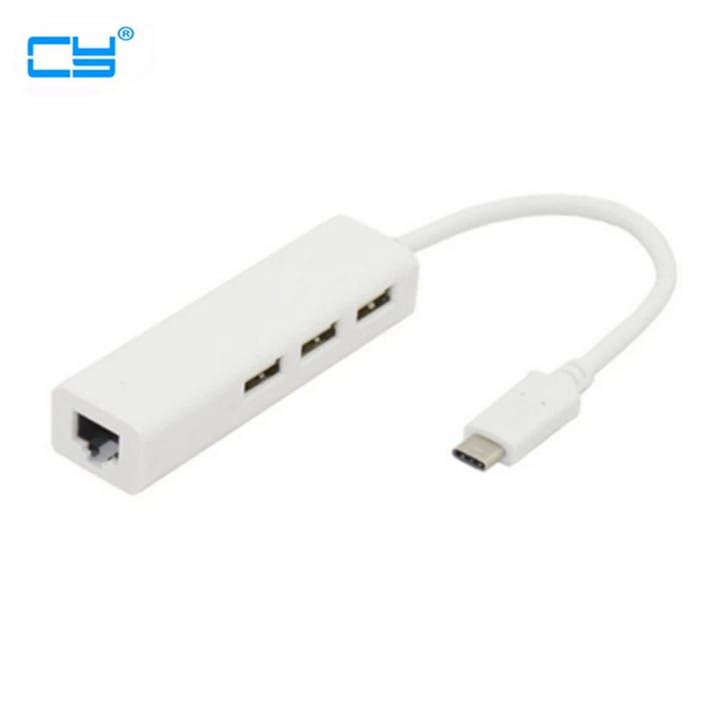 Multifunction USB-C Type-C HUB with Ethernet LAN port for PC tablet USB3.1 convertor 1 male to 3 USB female and RJ45 port