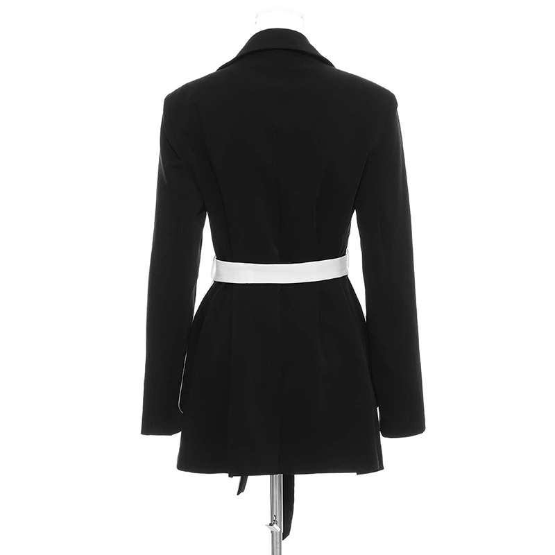 TWOTWINSTYLE лоскутные куртки хитовых цветов для женщин с зубчатым воротником и длинным рукавом с высокой талией на шнуровке пальто Женская мода