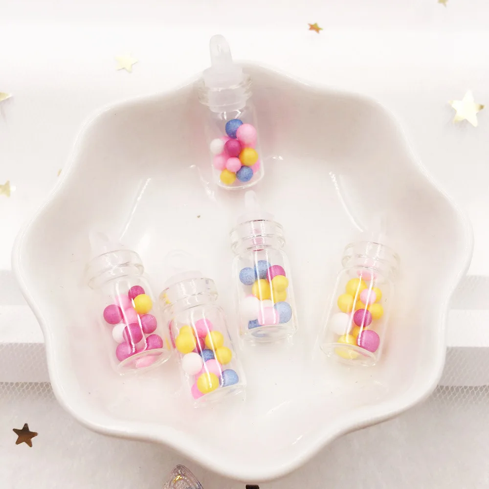 

Resin Clear 3D Colorful Colored Beads Mini Wishing Bottle Miniature DIY Children Pendant Gift Home Decor Figurines Craft F722