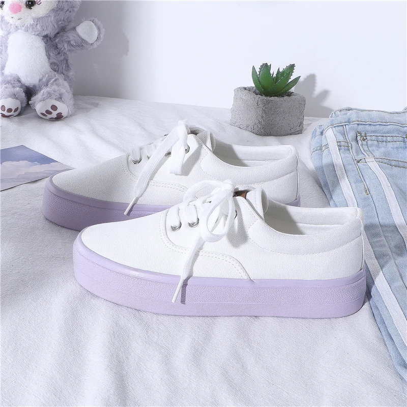 Chunky Hak Platform Sneakers Canvas Schoenen Leuke Japanse Stijl Koreaanse  Lage Top Fashion Retro Ronde Kop Witte Lolita Sport Schoenen|Sneakers voor  vrouwen| - AliExpress