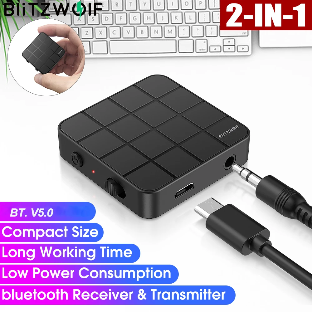 BlitzWolf bluetooth-compatible 5.0 Audio Transmitter Receiver Adapter Wireless 3.5mm Aux For TV PC Speaker | Обустройство дома