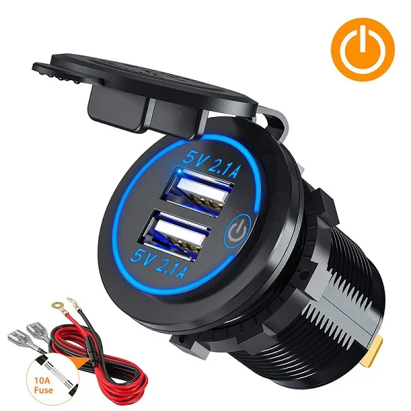 Touch USB Charger LYKAS автомобильный вольтметр USB зарядное устройство светодиодный сенсорный выключатель для мотоцикла Зарядное устройство напряжение дисплей - Цвет: Touch USB Charger