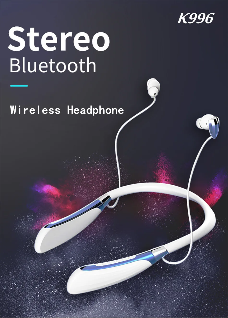 K996 Bluetooth 4,1 наушники графеновые стерео шейные беспроводные наушники Вибрация спортивный телефон гарнитура с микрофоном для iPhone Xiaomi