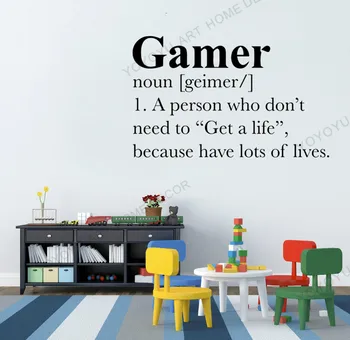 

Gamer Means Quotes wall sticker Game Controller video game wall decals Dad uncle Gift Bedroom Vinyl Wall Murals Waterproof wx212
