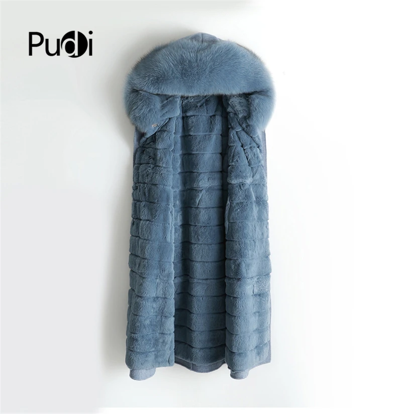 PUDI ZY18558 Женское пальто из натуральной шерсти с узором в елочку из ткани женский кроличий мех подкладка Лисий меховой воротник для отдыха осень/зима шерсть длинная верхняя одежда