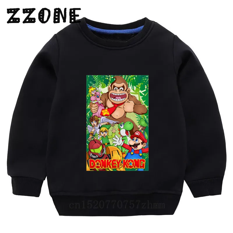Детские толстовки с капюшоном с рисунками из мультфильмов супер разбили братьев свитшоты с Марио пуловер для малышей, топы для девочек, Осенняя Одежда для мальчиков, KYT5220