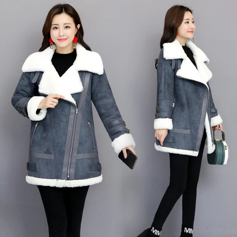 Осенне-зимнее женское тяжелое шерстяное пальто, ворсистое меховое повседневное пальто для женщин, Корейская тонкая куртка с разрезом, Женская длинная спортивная одежда