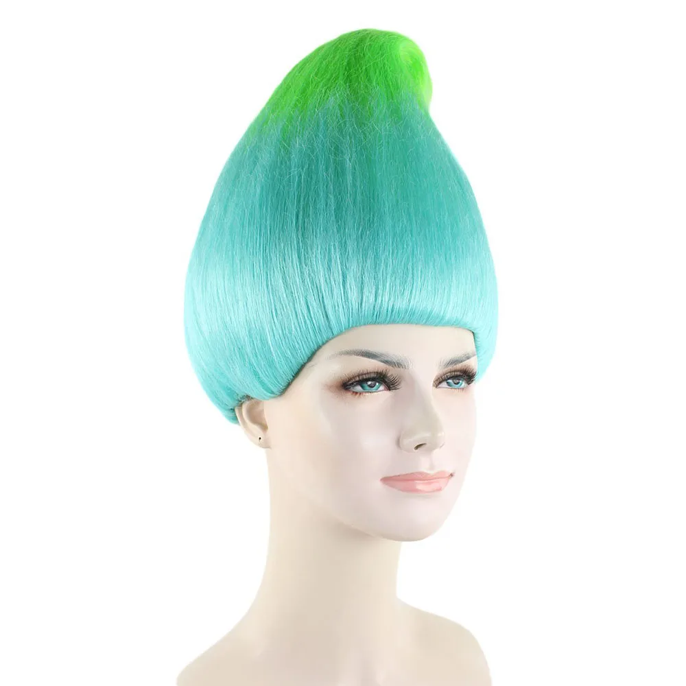 

HPO Green Troll Costumes Pixie Wigs Kids Size Makeup Fance Party Colorful Pointy Cosplay Pelucas Girls And Boys Halloween Wig
